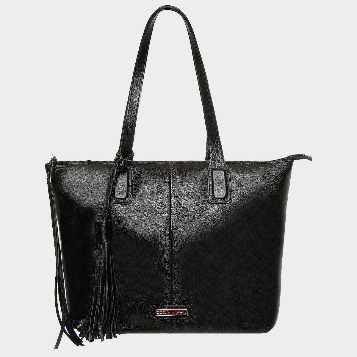 Bolsa Shopping Couro Barbicacho Preta