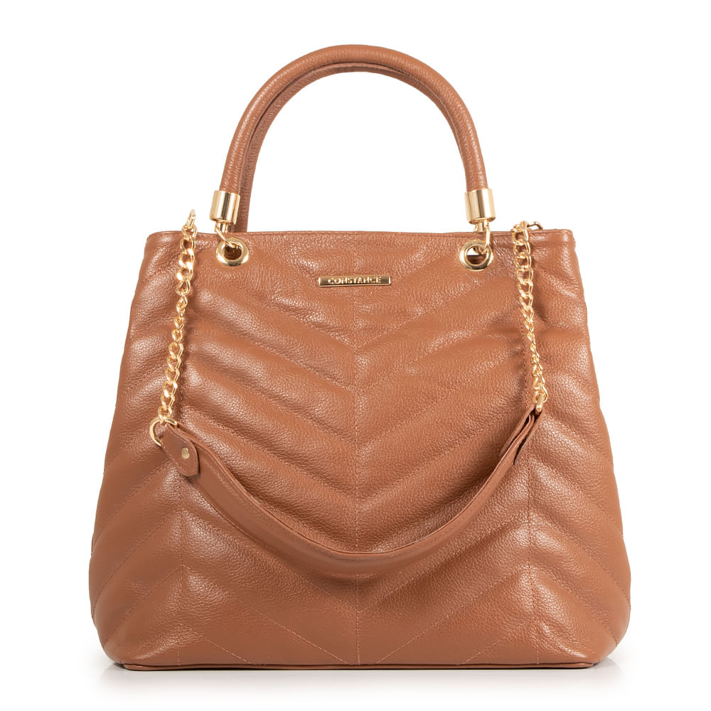 Bolsa Couro Matelassê Caramelo