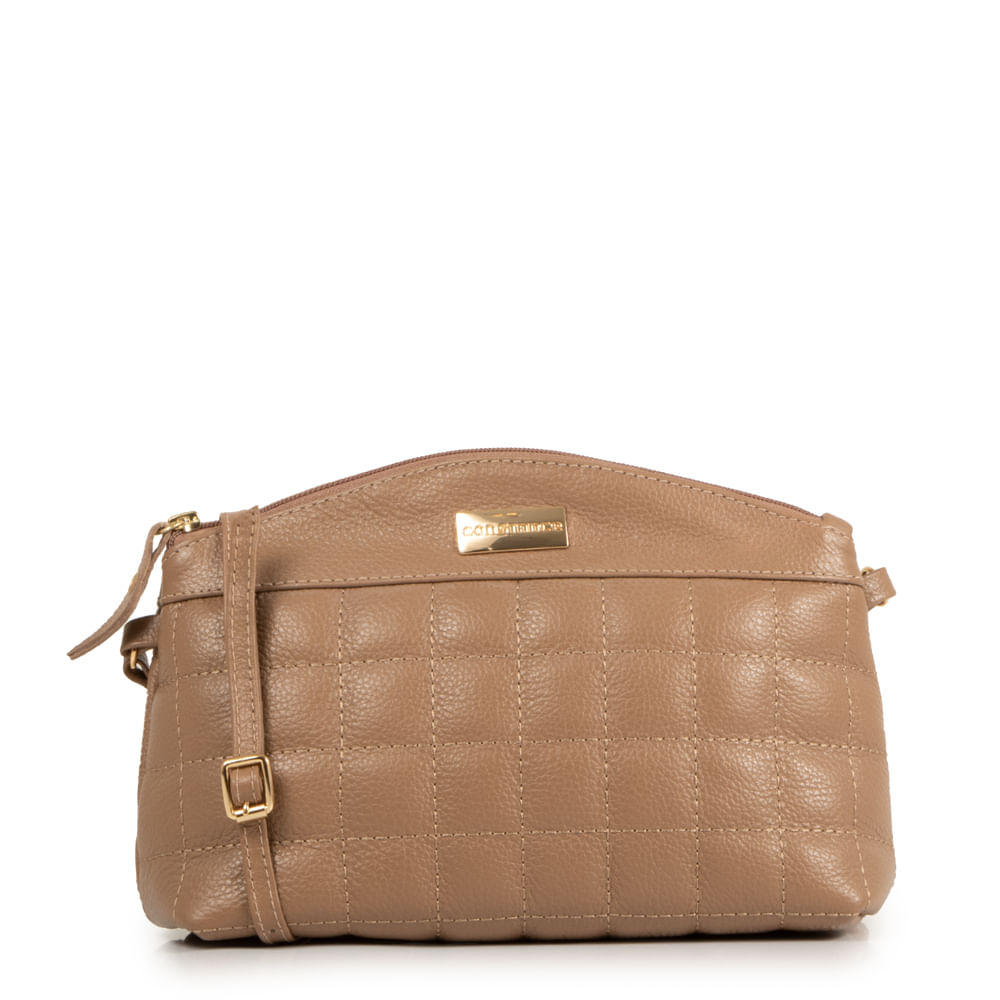 Bolsa Crosbody Couro Nude Pespontada
