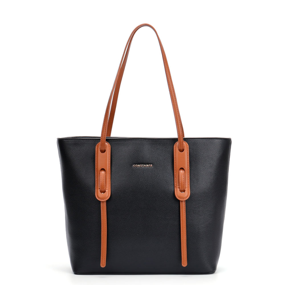 Bolsa Shopping Bicolor Preta