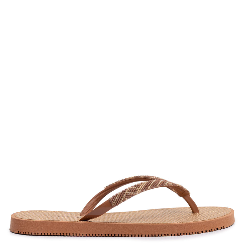Chinelo Caramelo Miçangas