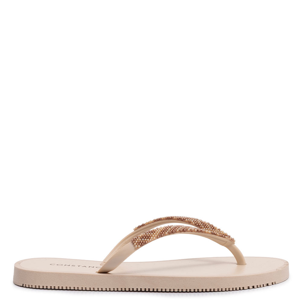 Chinelo Off White Miçangas