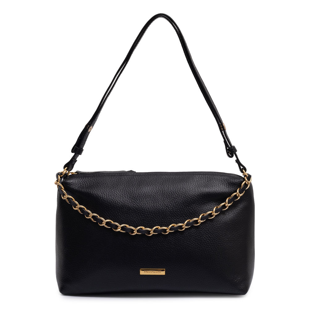 Bolsa Couro Preta Corrente