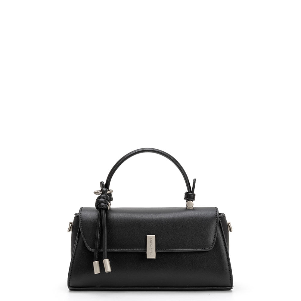 Bolsa Pequena Fecho Retangular Preta