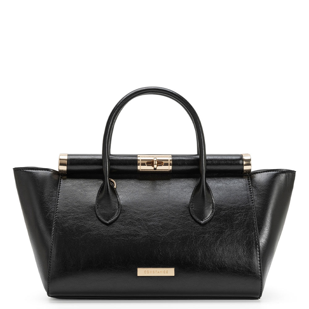 Bolsa Tote Encaixe Metálico Preta
