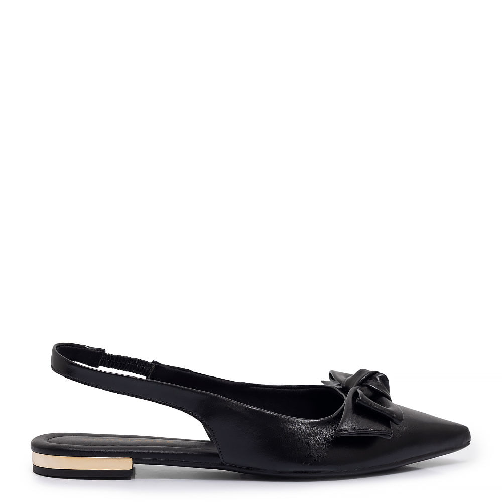 Sapatilha Preta Slingback Laço