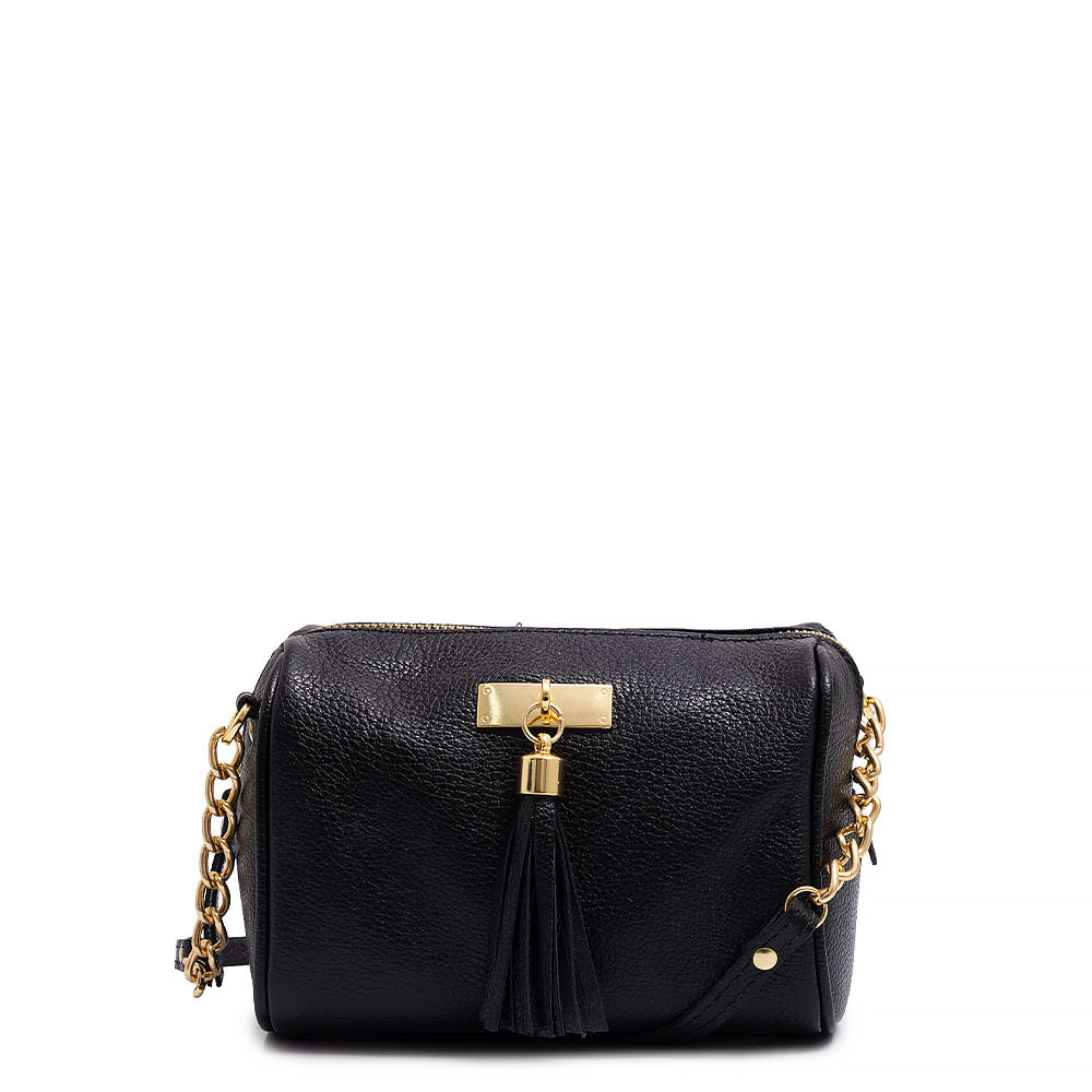 Bolsa Pequena Couro Barbicacho Preta