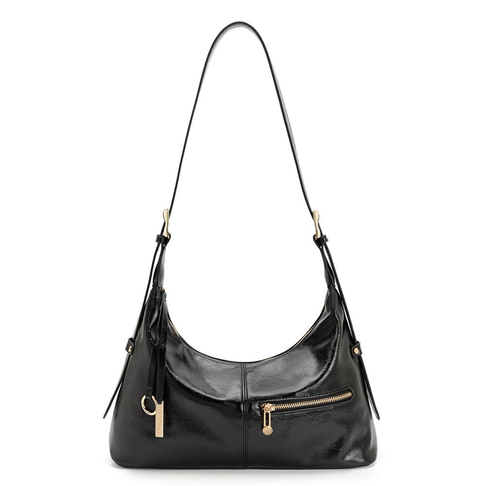 Bolsa Hobo Zíper Preta