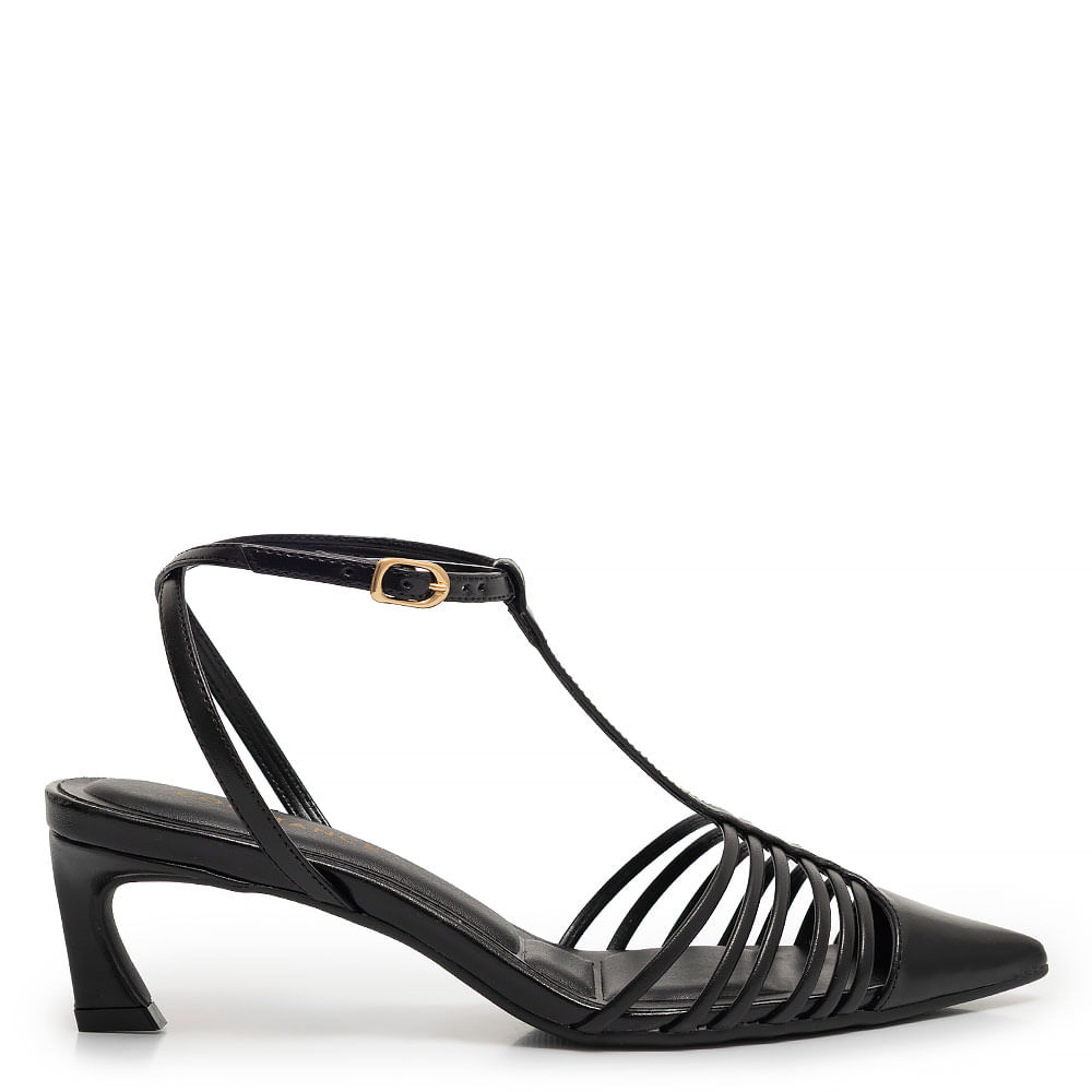 Scarpin Preto Slingback Tiras