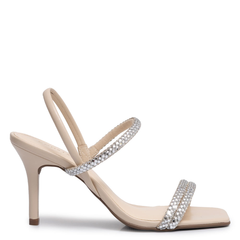 Sandália Festa Off White Strass