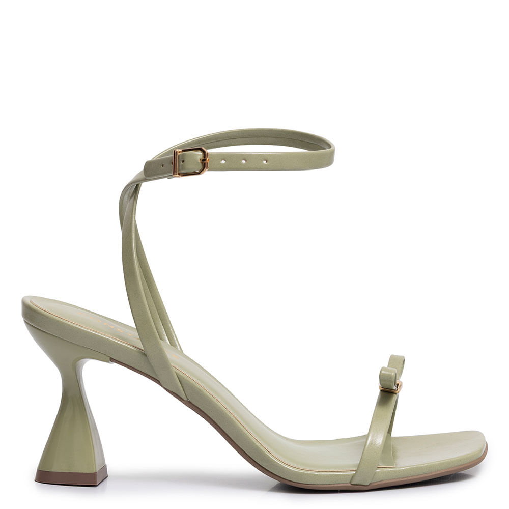 Sandália Verde Laço Enfeite