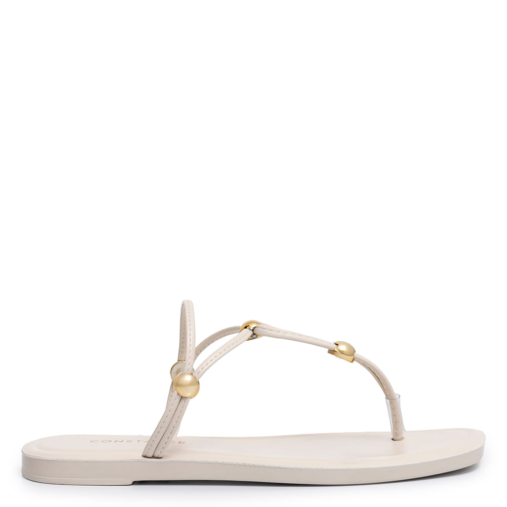 Rasteira Off White Enfeites Esferas