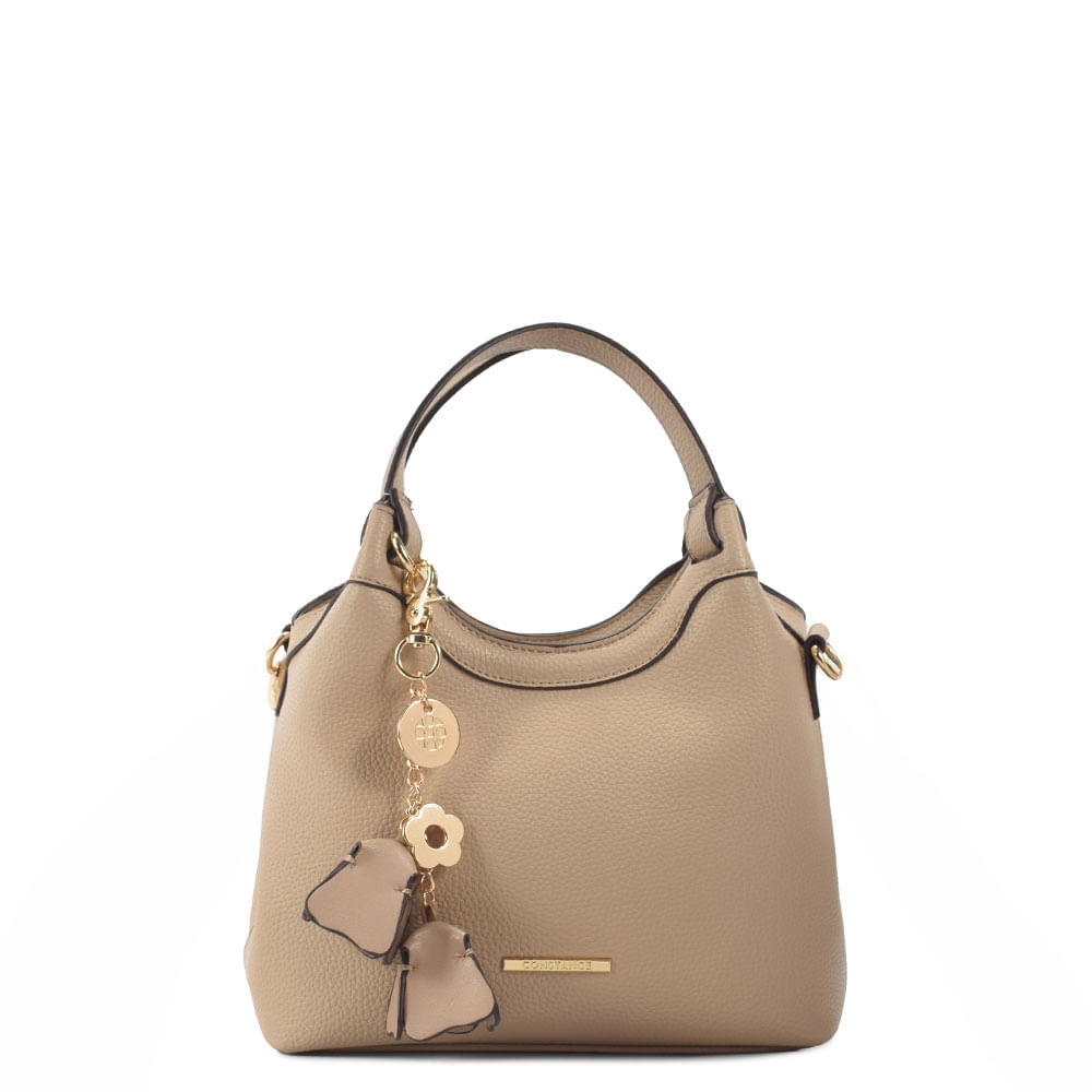 Bolsa Pequena Chaveiro Flor Bege
