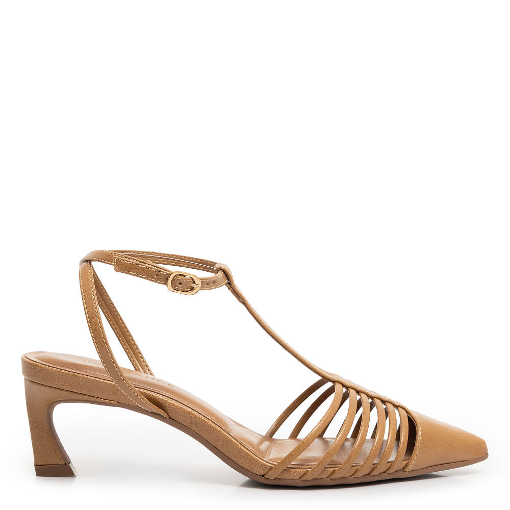 Scarpin Bege Slingback Tiras